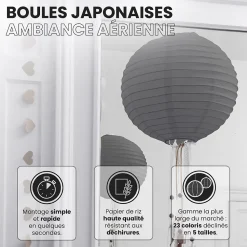 Lot de 12 Boules Japonaises Grises 30 cm