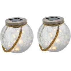 Lot de 2 boules solaires CRACK BALL CORD H13cm