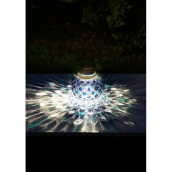 Lot de 3 décorations solaire effet 3D à poser ou suspendre (1 pièce par coloris)- Diamètre 15cm- 1 LED blanche