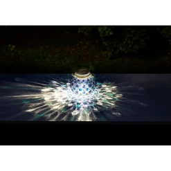 Lot de 3 décorations solaire effet 3D à poser ou suspendre (1 pièce par coloris)- Diamètre 15cm- 1 LED blanche