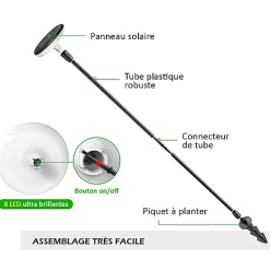 Lot de 4 Eclairages LED 35 lm Solaire à planter Idéal illumination de composition florale