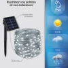 Lot de 2 guirlandes solaires extérieur lumineuses jardin, terrasse - Ampoules LED 8 modes - 32 m - Blanc froid - Linxor