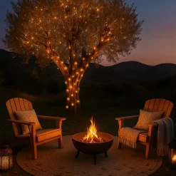 Lot de 2 guirlandes solaires extérieur lumineuses jardin, terrasse - Ampoules LED 8 modes - 22 m - Blanc chaud - Linxor