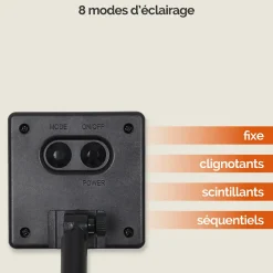 Lot de 4 guirlandes solaires extérieur lumineuses jardin, terrasse - Ampoules LED 8 modes - 7 m - Blanc chaud - Linxor