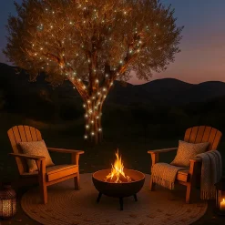 Lot de 2 guirlandes solaires extérieur lumineuses jardin, terrasse - Ampoules LED 8 modes - 7 m - Blanc froid - Linxor