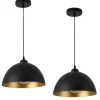 Lot de 2 Lampes à Suspension E27 Métal Diamètre 30 cm Noir Doré lux.pro