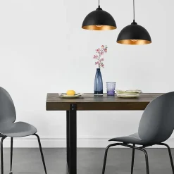 Lot de 2 Lampes à Suspension E27 Métal Diamètre 30 cm Noir Doré lux.pro