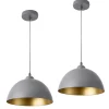 Lot De 2 Lampes à Suspension éclairage Intérieur Hauteur Réglable Métal E27 Diamètre 30 Cm Gris Doré lux.pro