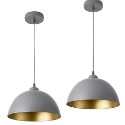 Lot De 2 Lampes à Suspension éclairage Intérieur Hauteur Réglable Métal E27 Diamètre 30 Cm Gris Doré lux.pro