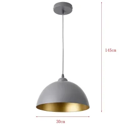 Lot De 2 Lampes à Suspension éclairage Intérieur Hauteur Réglable Métal E27 Diamètre 30 Cm Gris Doré lux.pro