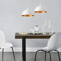Lot de 2 Lampes à Suspension E27 Métal Diamètre 30 cm Blanc Doré lux.pro