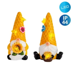 Lot de 2 lampes décoratives/solaires 'ABBY', en plastique avec LED intégrées, capteur crépusculaire, hauteur 17 cm