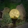 Lot de 3 lampes de table piquets solaires LED Crackle D 12cm extérieur plastique verre blanc LED intégrées