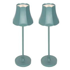 Lot de 2 lampes de table rétro bleu minéral rechargeables IP44 - Granny