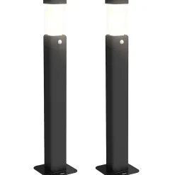Lot de 2 lampes d'extérieur - bornes lumineuses LED - norme IP65 - alu noir