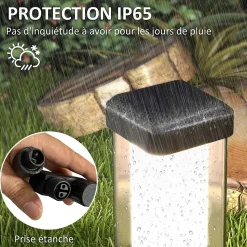 Lot de 2 lampes d'extérieur - bornes lumineuses LED - norme IP65 - alu noir