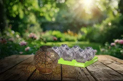 Lot de 2 lampes LED décoratives solaires D: 18 cm Décoration extérieure en métal argenté avec LED intégrées