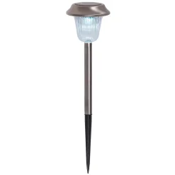 Lot de 6 lampes LED extérieur Gustav avec piquet de terre acier inoxydable acrylique LED blanc froid hauteur 39cm