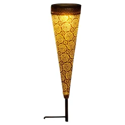 Lot de 2 lampes solaires à LED 'PAULA' , pour l'extérieur, piquet de terre en métal et plastique marron