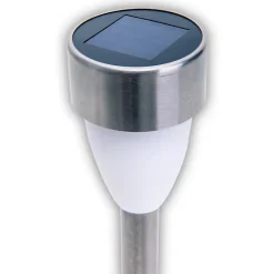 Lot de 6 lampes solaires d'extérieur à LED avec piquet de terre en métal couleur inox et plastique, avec LED intégrée