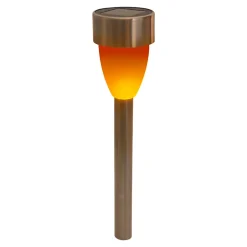 Lot de 6 lampes solaires d'extérieur à LED avec piquet de terre en métal couleur inox et plastique, avec LED intégrée