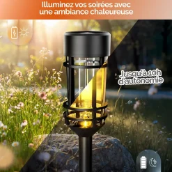 Lot de 8 lampes solaires extérieures, éclairage LED - Noir - Linxor