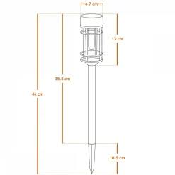 Lot de 2 lampes solaires extérieures, éclairage LED - Noir - Linxor