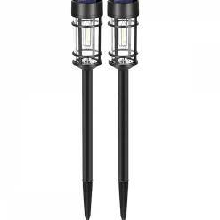 Lot de 2 lampes solaires extérieures, éclairage LED - Noir - Linxor