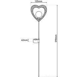 Lot de 2 lampes solaires LED cœur avec piquet de terre jardin terrasse métal noir or hauteur 59cm