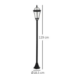 Lot de 2 luminaires extérieurs solaires lampadaires lanternes classiques LED 15 Lm dia. 18,5 x 129H cm noir