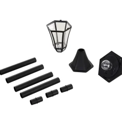 Lot de 2 luminaires extérieurs solaires lampadaires lanternes classiques LED 15 Lm dia. 18,5 x 129H cm noir