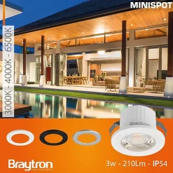 Lot de 10 mini spots LED rond 3 couleurs 3W 4000K IP54