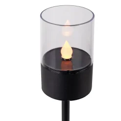 Lot de 4 piques décoratives solaires FUEGO avec effet flamme H : 37 cm