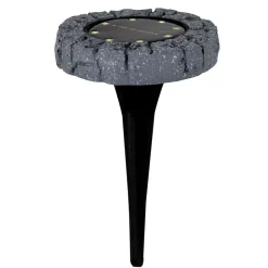 Lot de 4 piquets de terre solaires à LED 'KIAN' , pour l'extérieur, lampe de sol en plastique gris, avec LED intégrée