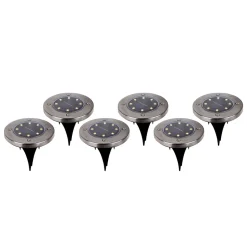 Lot de 6 piquets de terre solaires LED KIAN extérieur métal plastique acier nu avec LED intégrée