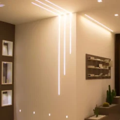 Lot de 5 Profilés LED de 2 mètres Intégrés dans la Plaque de Plâtre Convient aux Bandes LED jusqu'à 12,4 mm