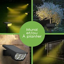 Lot de 4 Projecteur Paysagiste Solaire Extérieur Haute luminosité Mural et sur Piquet Jaune 3000K