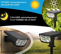 Lot de 4 Projecteur Paysagiste Solaire Extérieur Haute luminosité Mural et sur Piquet Jaune 3000K