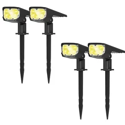 Lot de 4 Projecteur Paysagiste Solaire Extérieur Haute luminosité Mural et sur Piquet Jaune 3000K