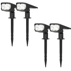 Lot de 4 Projecteur Paysagiste Solaire Extérieur Haute luminosité Mural et sur Piquet Blanc 6000K