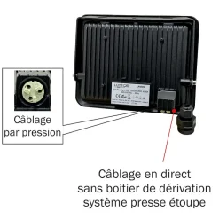 Lot de 5 projecteurs LED 10W/IP65/1000lm/4000K connexion directe - sans câble - garantie 5 ans