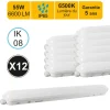 Lot de 12 réglettes LED étanche 1500mm 55W 6600 LM 6500K IP65 - traversant - garantie 5 ans