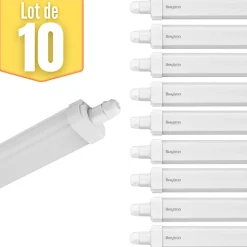 Lot de 10 réglettes LED étanches 45W 4000K IP65