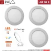 Lot de 3 Spot Encastrable Led Downlight Panel Extra plat 12w Blanc Chaud 3000k, Diamètre : 168mm