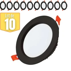 Lot de 10 spots ALEXA SMD LED rond noir 30W 7000K