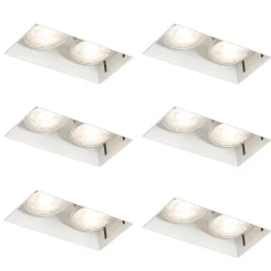 Lot de 6 spots encastrés blancs GU10 50 mm 2 lumières sans cadre - Oneon