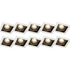 Lot de 10 spots encastrés blanc et noir - Carree