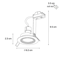 Lot de 6 spots encastrés blancs GU10 35 mm - Edu
