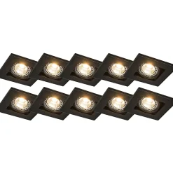 Lot de 10 spots encastrés carrés noirs - Qure