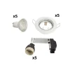Lot de 5 Spots Encastrés Metal Blanc - Orientables - Ampoules LED GU10 incluses - cons. 4W (eq. 50W) - 345 lumens - Blanc neutre